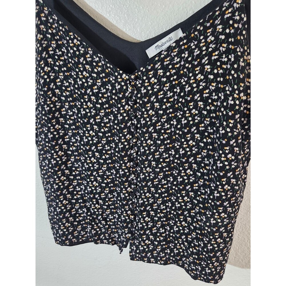 Madewell Women's Size 6 Black Floral Cami Tank Top Lined Viscose Boho - Picture 8 of 11